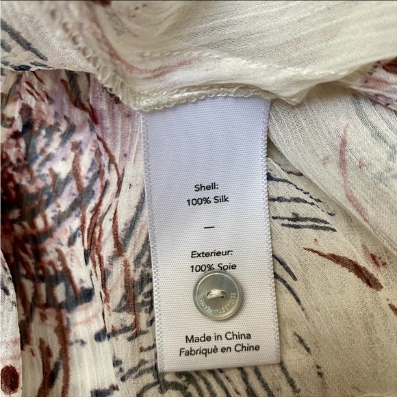 Elizabeth and James Silk Ruffle Peasant Blouse Size S Cream Boho Designer Top - Picture 12 of 13